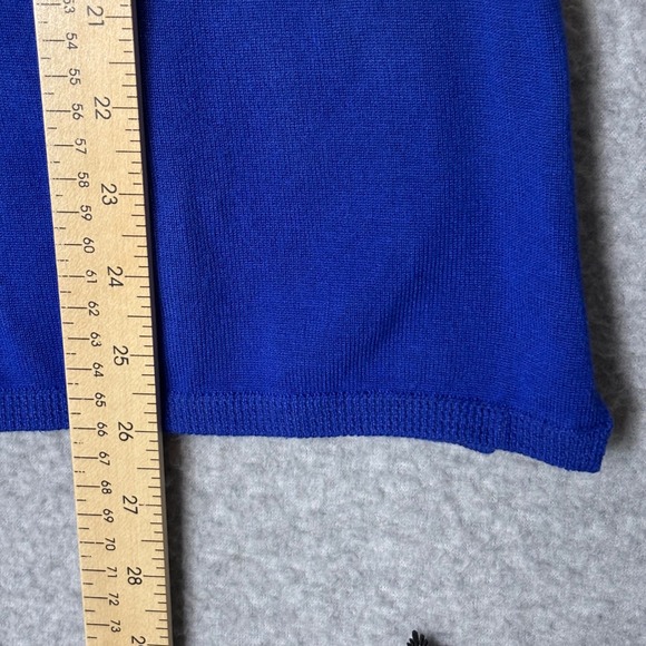 Vintage y2k À la carte Women's XL Blue Mock Neck Knit Top Rayon Spandex Sweater - Picture 7 of 8